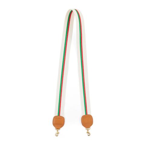 Crossbody Strap - Natural w/ Green & Red Stripes