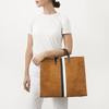 Simple Tote Camel Suede w/ Black & White stripes